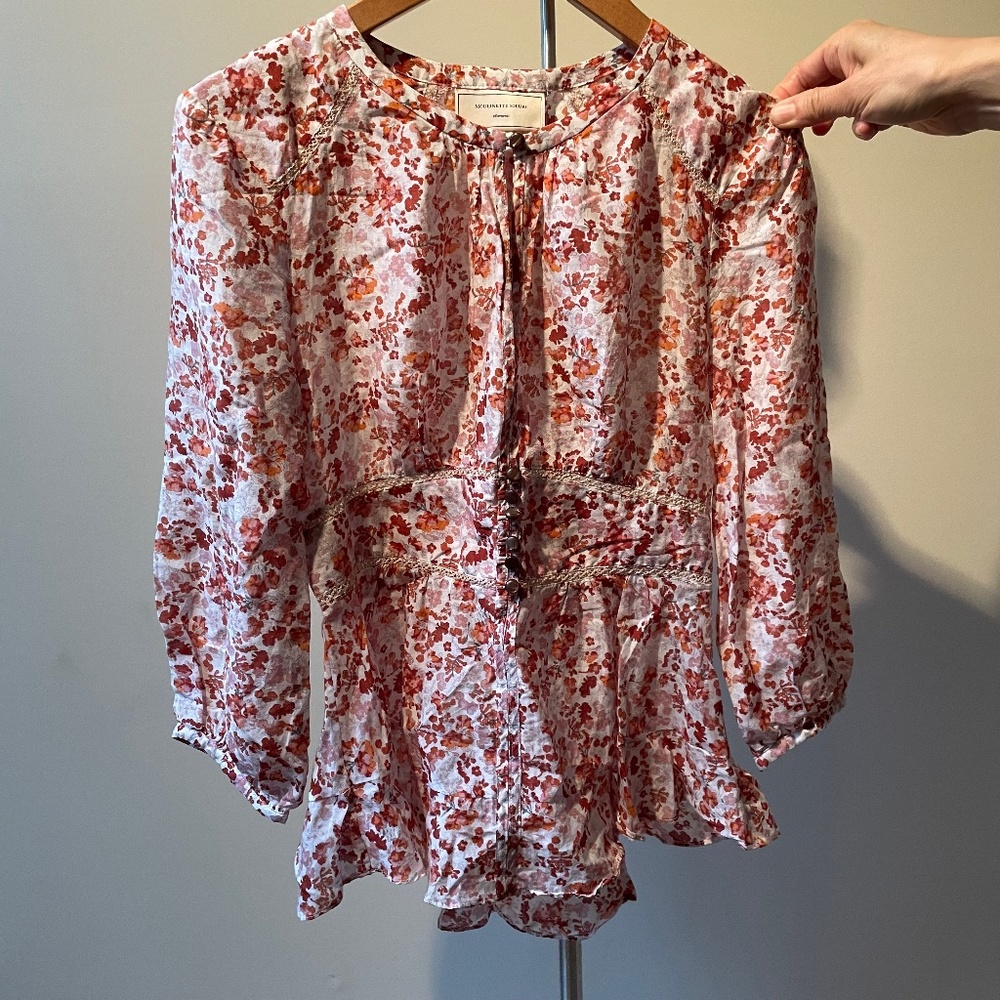 Anthropologie Moulinette Soeurs Silk Floral Blouse